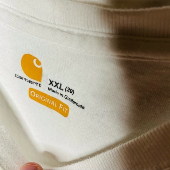 New Carhartt Mens White Pocket Workwear Logo Basic Tee T-Shirt Size 2XL - Picture 3 of 3